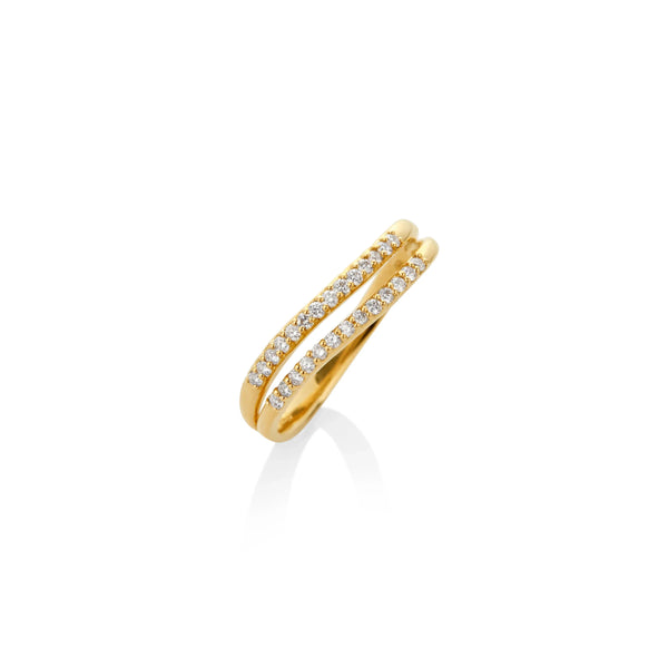 ANILLO DIAMANTES DOBLE OLA EN ORO 18K