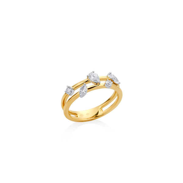 ANILLO DIAMANTES MULTICORTE ARO DOBLE EN ORO 18K