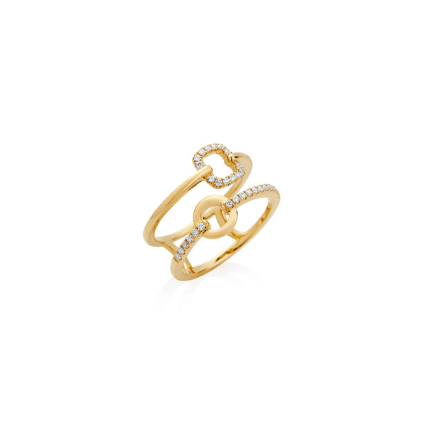ANILLO DIAMANTES DOBLE ARO EN ORO 18K