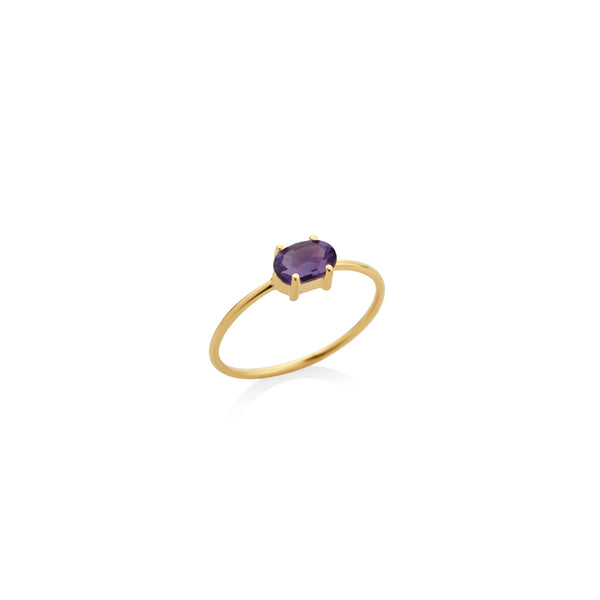 ANILLO SOLITARIO AMATISTA OVAL HORIZONTAL EN ORO 18K
