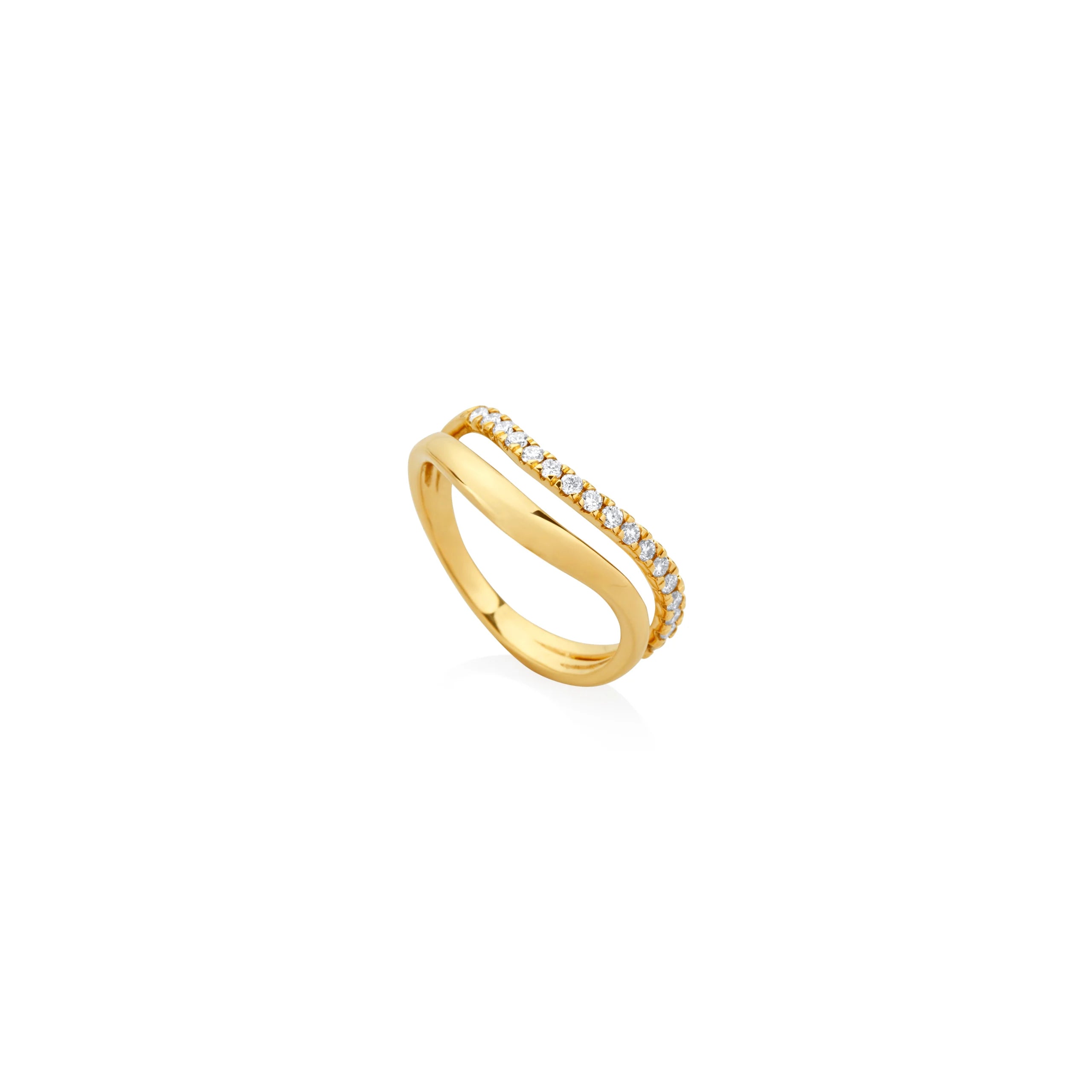 ANILLO DIAMANTES DOBLE OLA LISO EN ORO 18K - Gallery 1