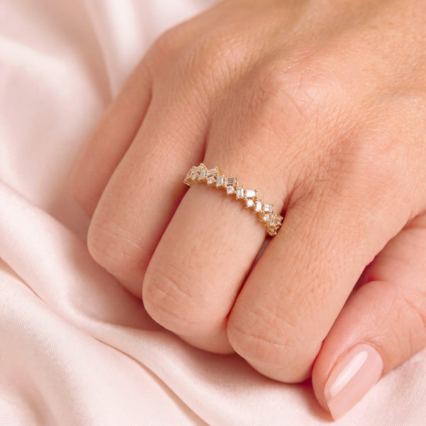 ANILLO DIAMANTES BAGUETTE ZIGZAG ORO 18K - Secondary