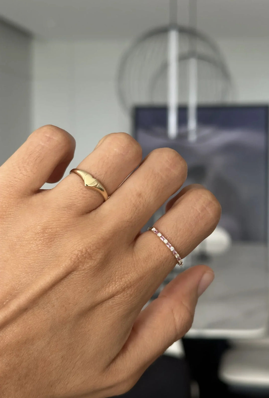 ANILLO DIAMANTES Y ZAFIROS ROSADOS EN ORO 18K - Image 2