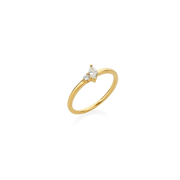 ANILLO DIAMANTES MARQUISE Y BRILLANTE EN ORO 18K