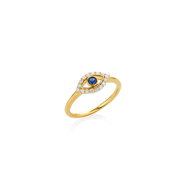 ANILLO OJO TURCO DIAMANTES Y ZAFIRO EN ORO 18K