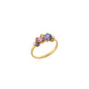 ANILLO ZAFIROS AZUL, AMARILLO, ROSADO Y DIAMANTES ORO 18K