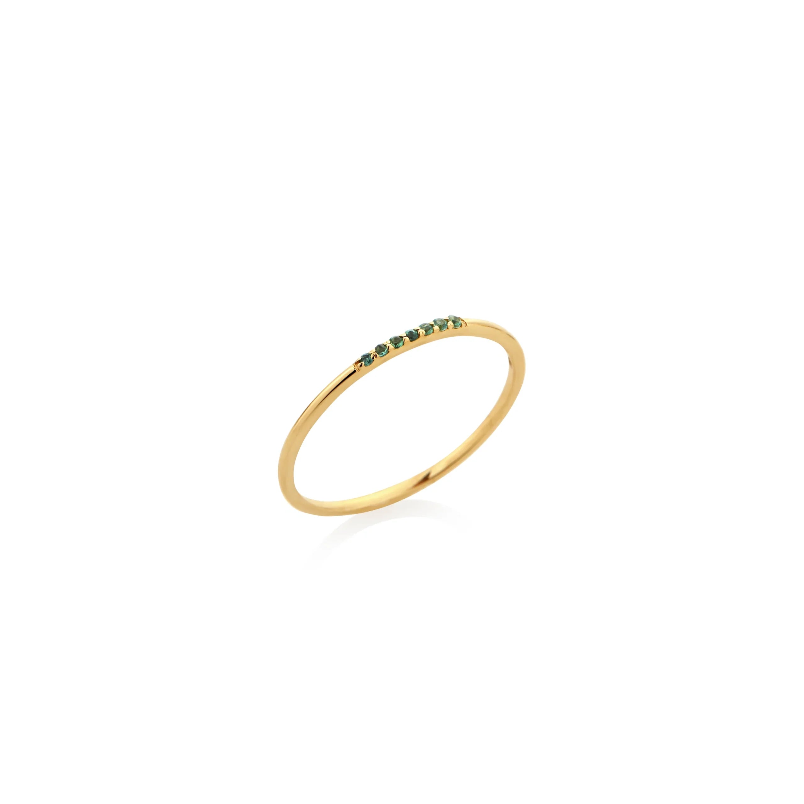 ANILLO LISO CON ESMERALDAS EN ORO 14K - Gallery 1