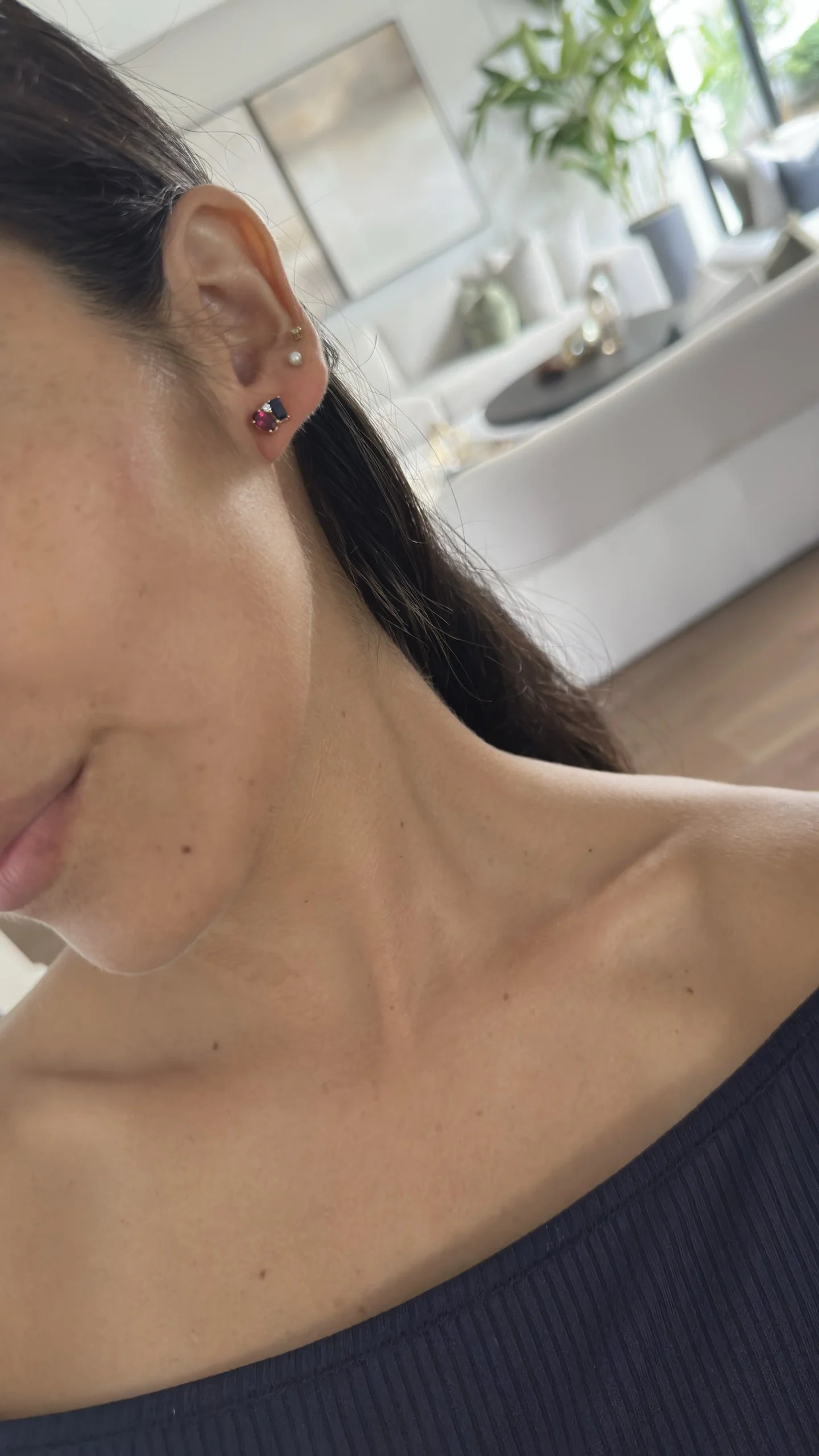 ARETES PIEDRAS PRECIOSAS MULTICORTE Y TURMALINA ROSADA EN ORO 18K - Gallery 2