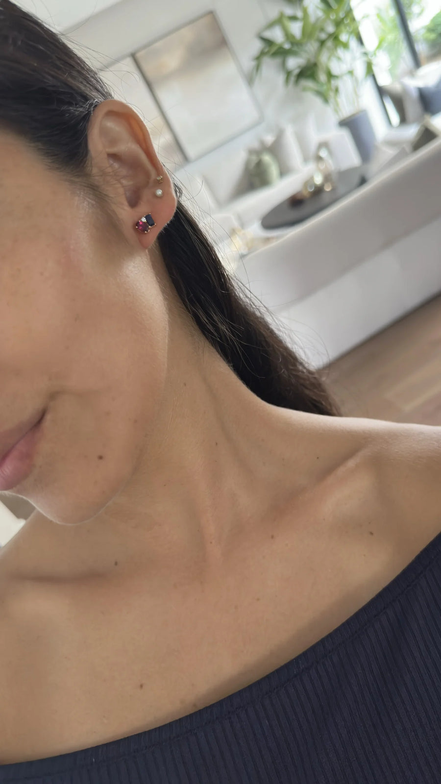 ARETES PIEDRAS PRECIOSAS MULTICORTE Y TURMALINA ROSADA EN ORO 18K - Image 2