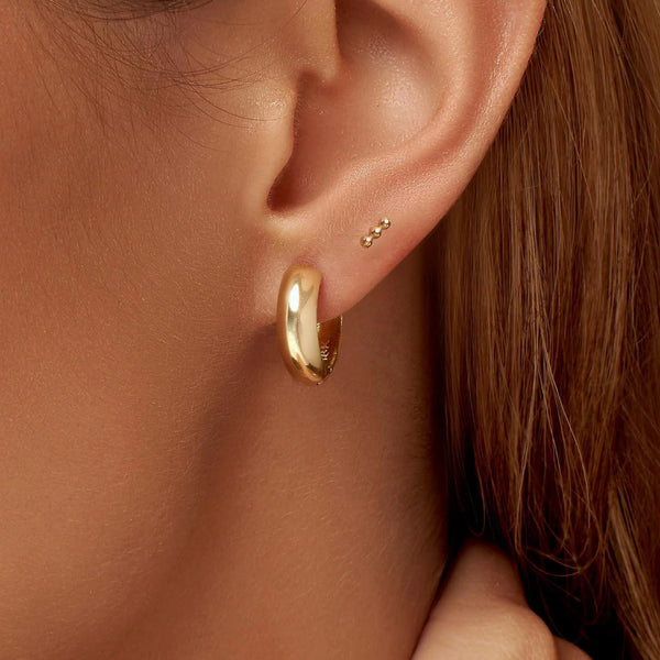 ARETES PIERCING 3 BOLITAS EN LÍNEA EN ORO 18K - Secondary