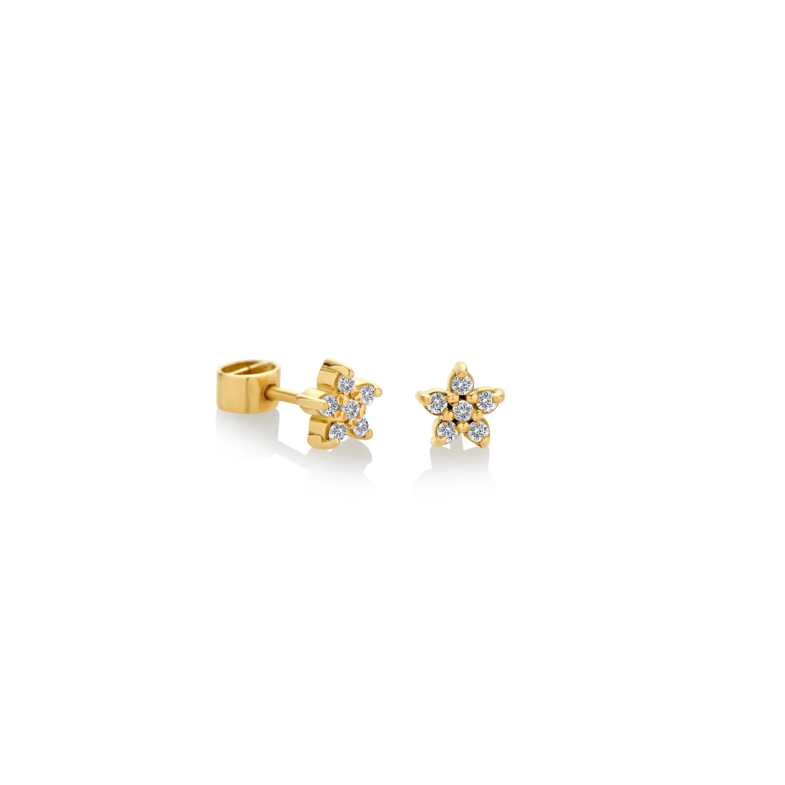ARETES PIERCING ROSETA MINI CON DIAMANTES EN ORO 18K - Image 1