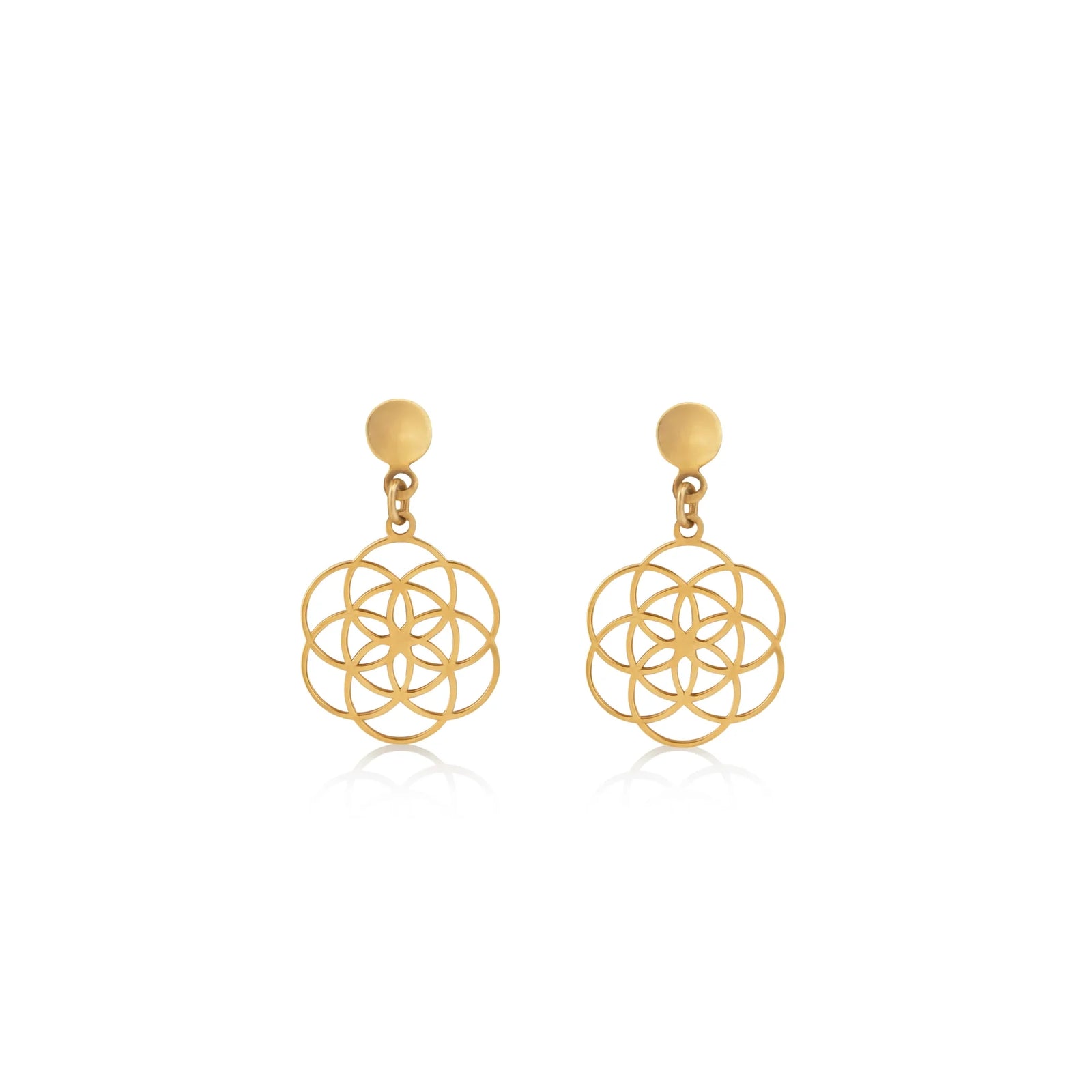 ARETES SEMILLA DE LA VIDA COLGANTES EN ORO 18K - Image 1