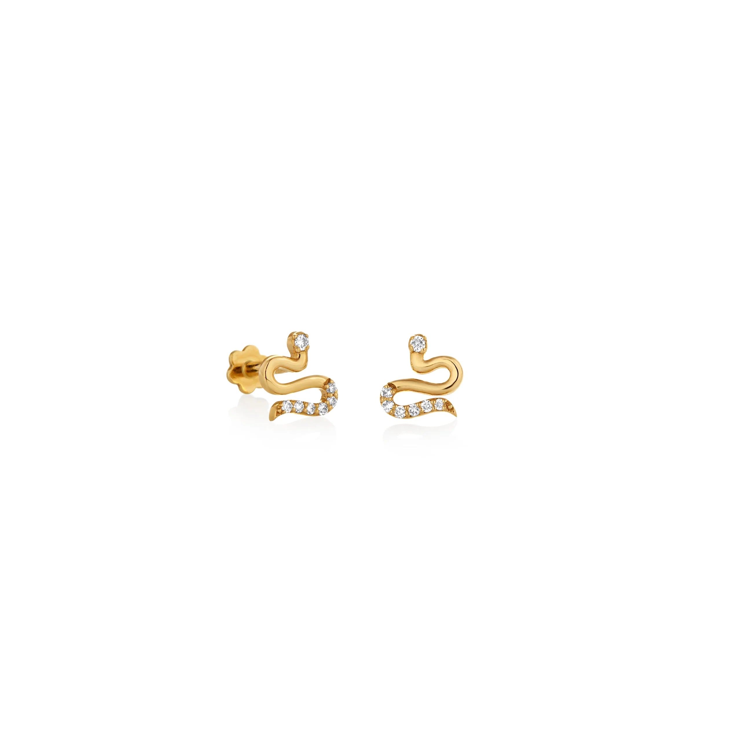 ARETES PIERCING DIAMANTES SERPIENTE EN ORO 14K - Gallery 1