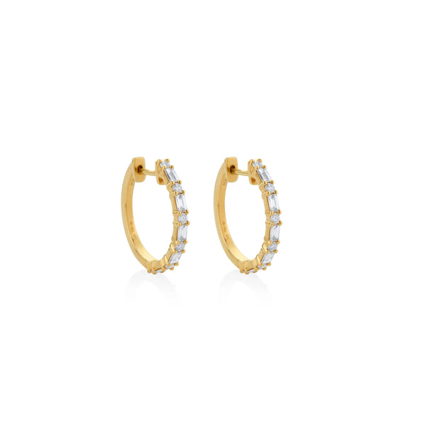 ARGOLLAS DIAMANTES BAGUETTE Y REDONDOS EN ORO 18K