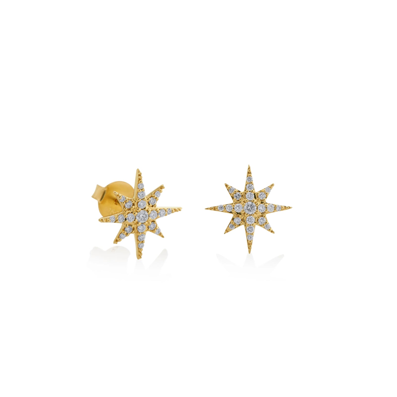 ARETES ESTRELLA 8 PUNTAS DIAMANTES EN ORO 18K - Image 1