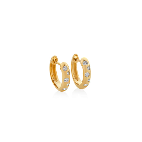 ARGOLLAS DIAMANTES MEDIA CAÑA EN ORO 18K