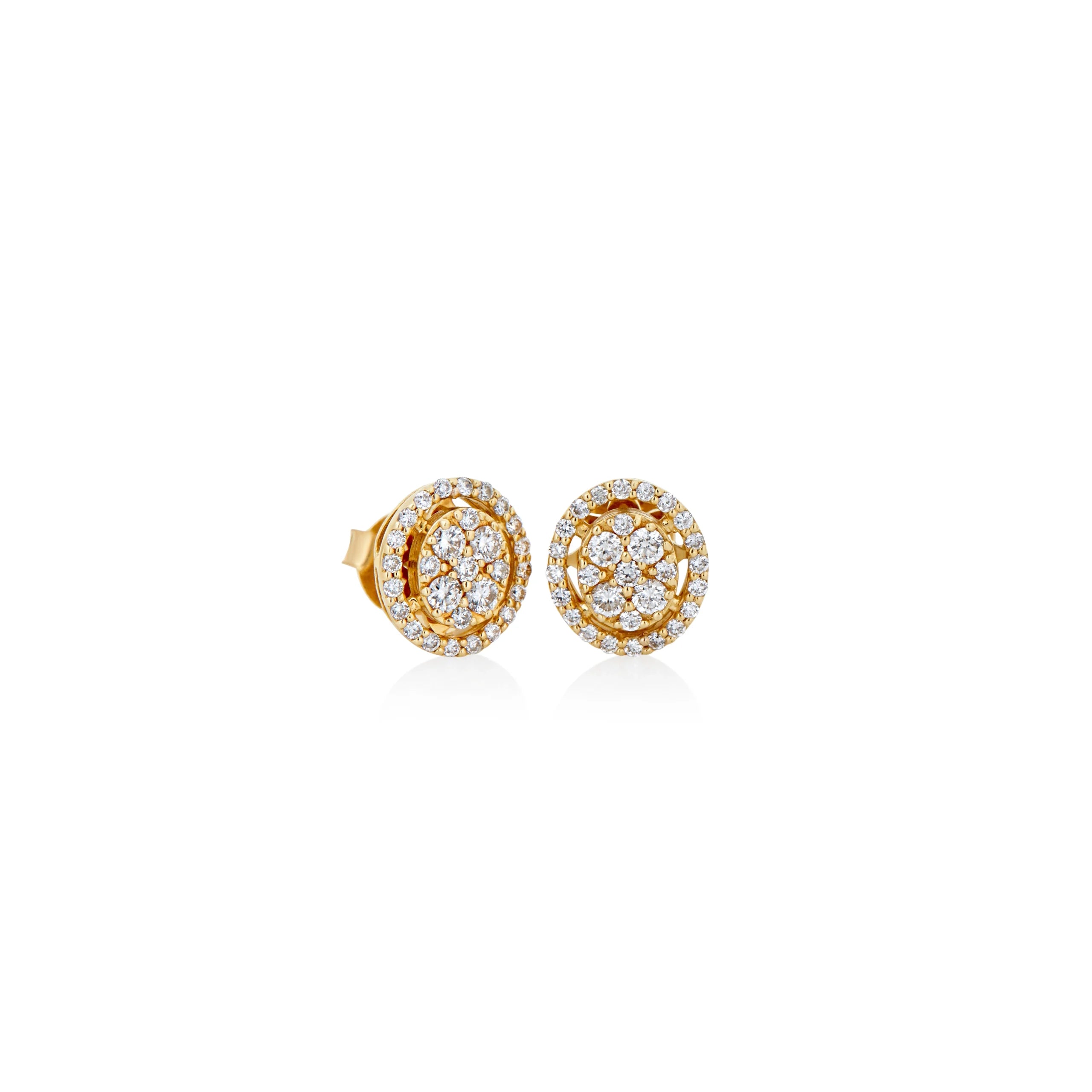 ARETES ROSETA DIAMANTES ÓVALO 0.53CT EN ORO 18K - Gallery 1