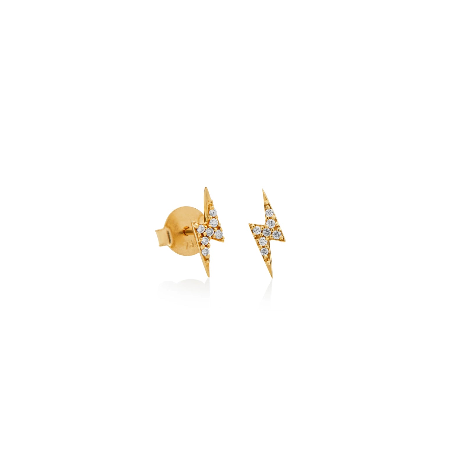ARETES PIERCING RAYO DOBLE CON DIAMANTES EN ORO 18K - Image 1