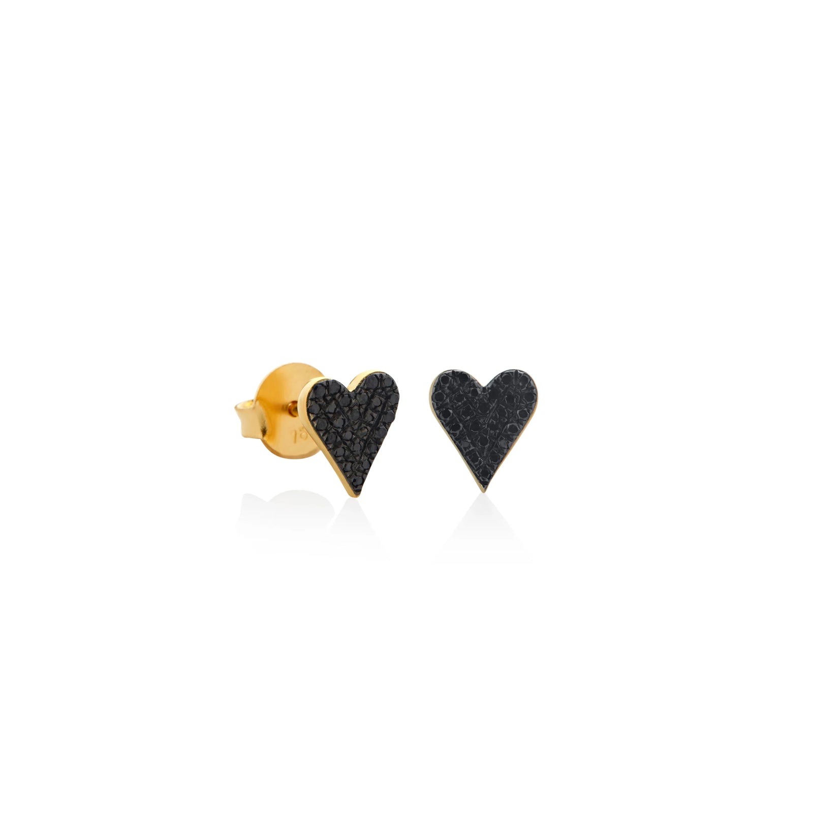 ARETES CORAZÓN DIAMANTES NEGROS LARGO EN ORO 18K - Image 1