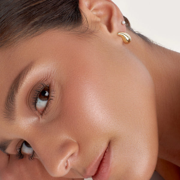 ARETES GOTA BOMBÉ EN ORO 18K - Secondary