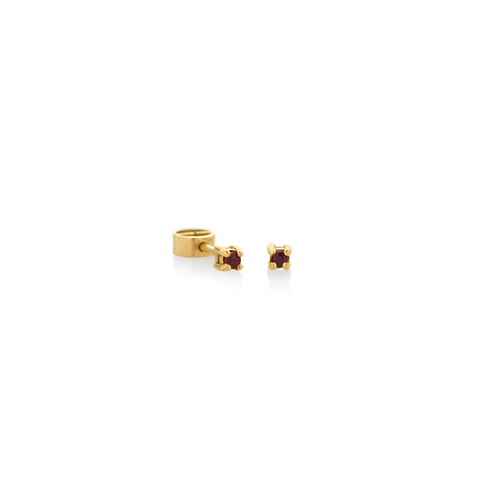 ARETES PIERCING PIEDRAS GRANATE EN ORO 18K - Image 1