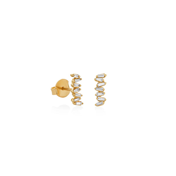 ARETES PIERCING DIAMANTES TRAPECIO ZIGZAG EN ORO 18K