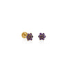 ARETES ROSETA MINI AMATISTAS EN ORO 18K