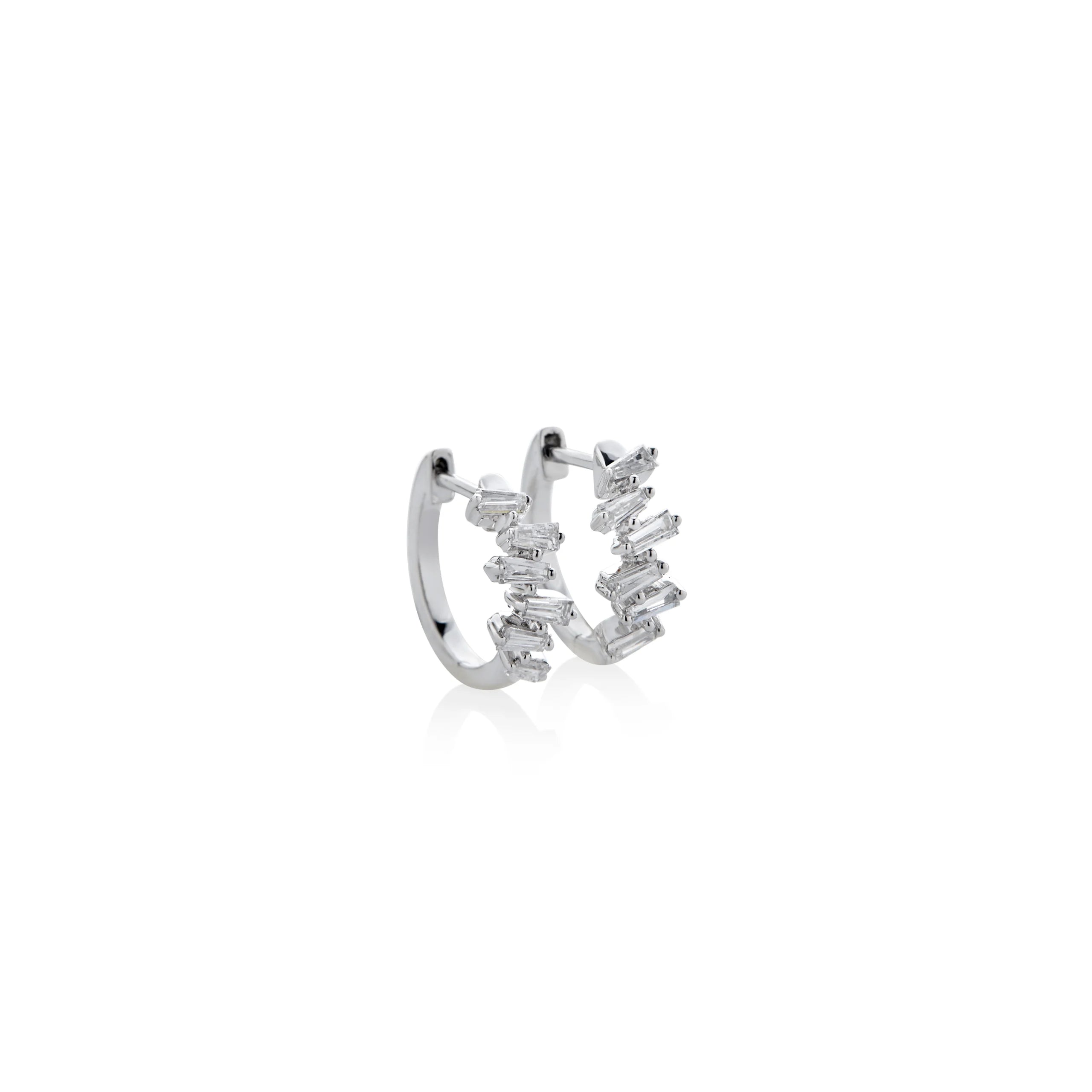 ARGOLLAS DIAMANTES TRAPECIO ESCALÓN EN ORO BLANCO 18K - Gallery 1