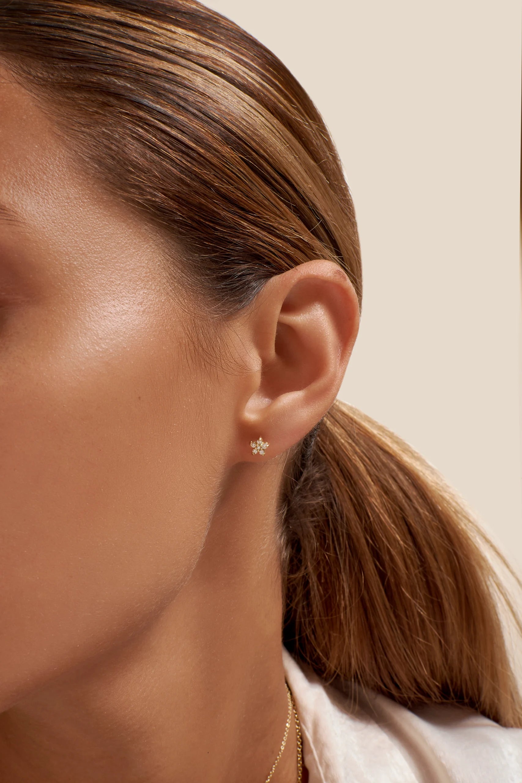 ARETES ROSETA DIAMANTES 0.28CT EN ORO 18K - Gallery 2