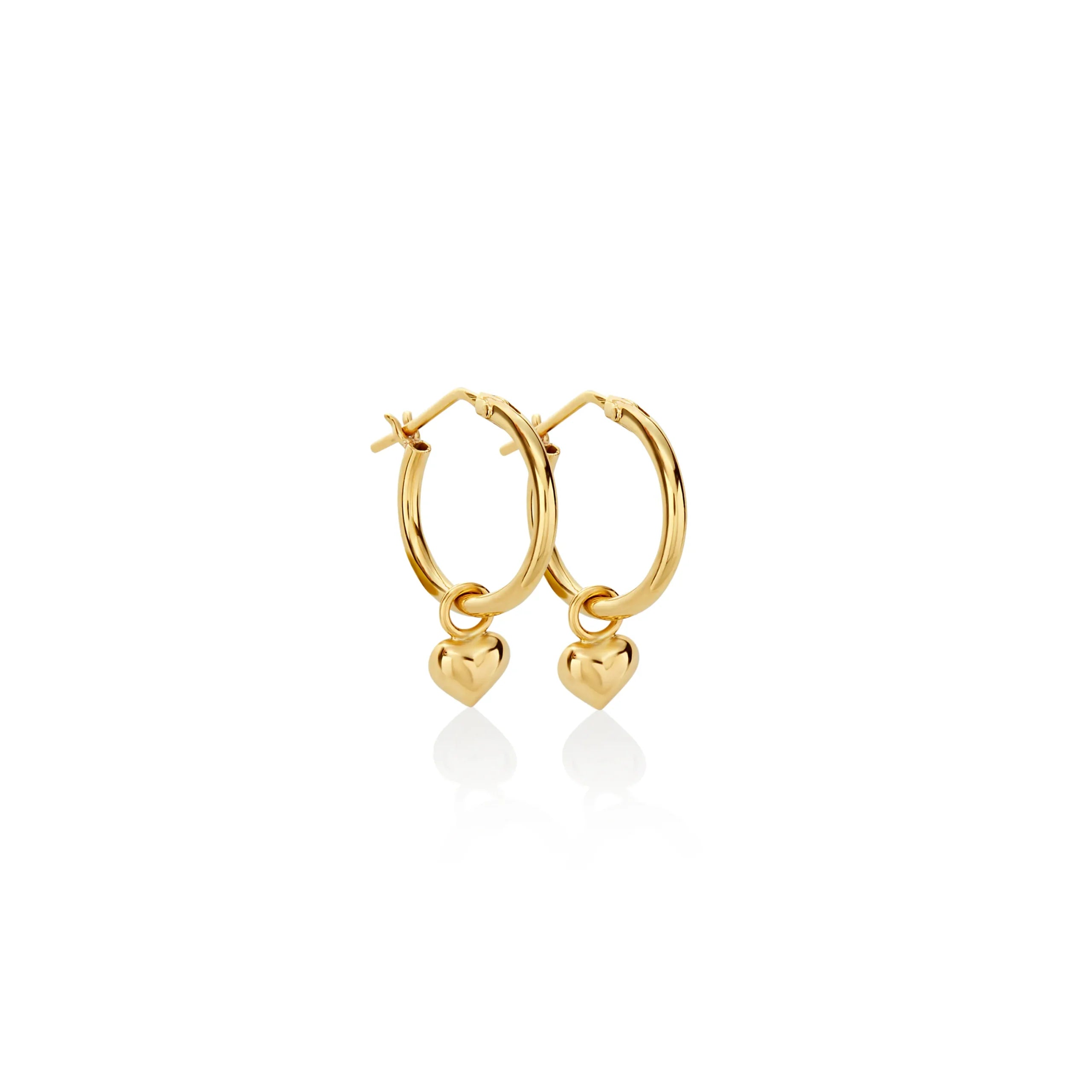 ARGOLLAS DELGADAS CON CORAZÓN BOMBÉ EN ORO 18K - Gallery 1