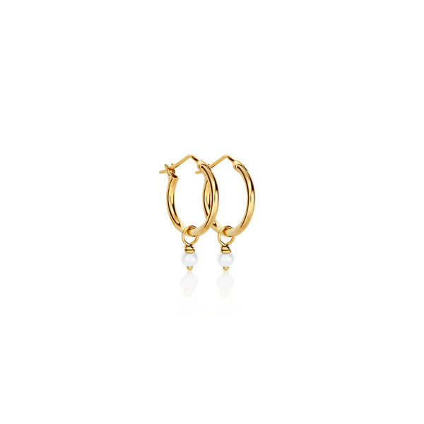 ARGOLLAS DELGADAS CON PERLA CHICA EN ORO 18K