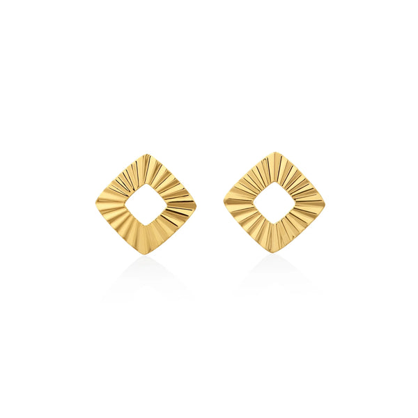 ARETES ROMBO DIAMANTADO EN ORO 18K