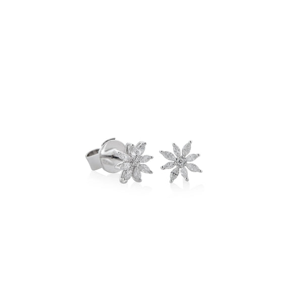 ARETES DIAMANTES FLOR MARQUISE EN ORO BLANCO 18K
