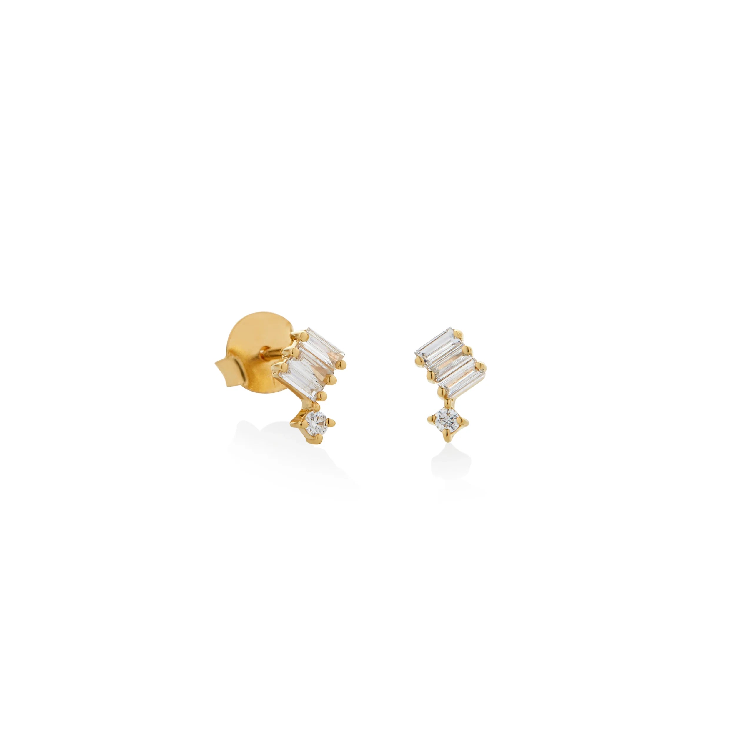 ARETES PIERCING DIAMANTES BAGUETTE EN ORO 18K - Gallery 1