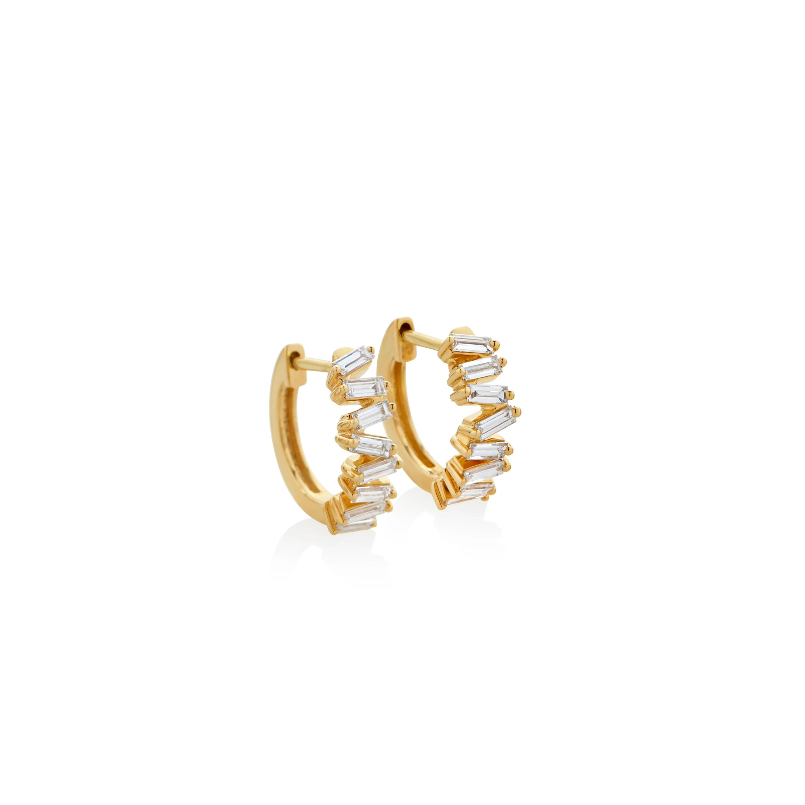 ARGOLLAS DIAMANTES ZIGZAG BAGUETTES EN ORO 18K - Gallery 1