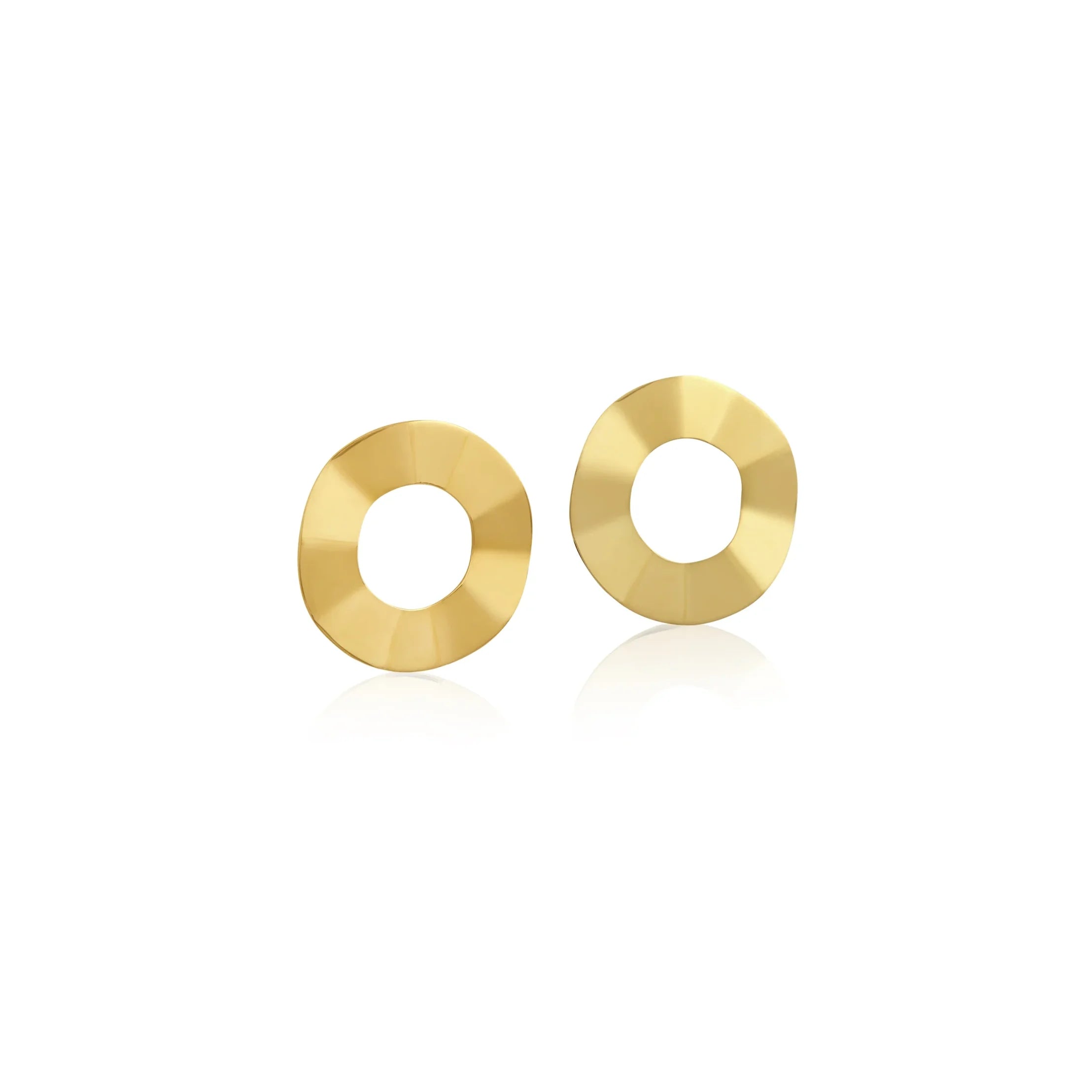ARETES ONDEADO CÍRCULO EN ORO 18K - Gallery 1