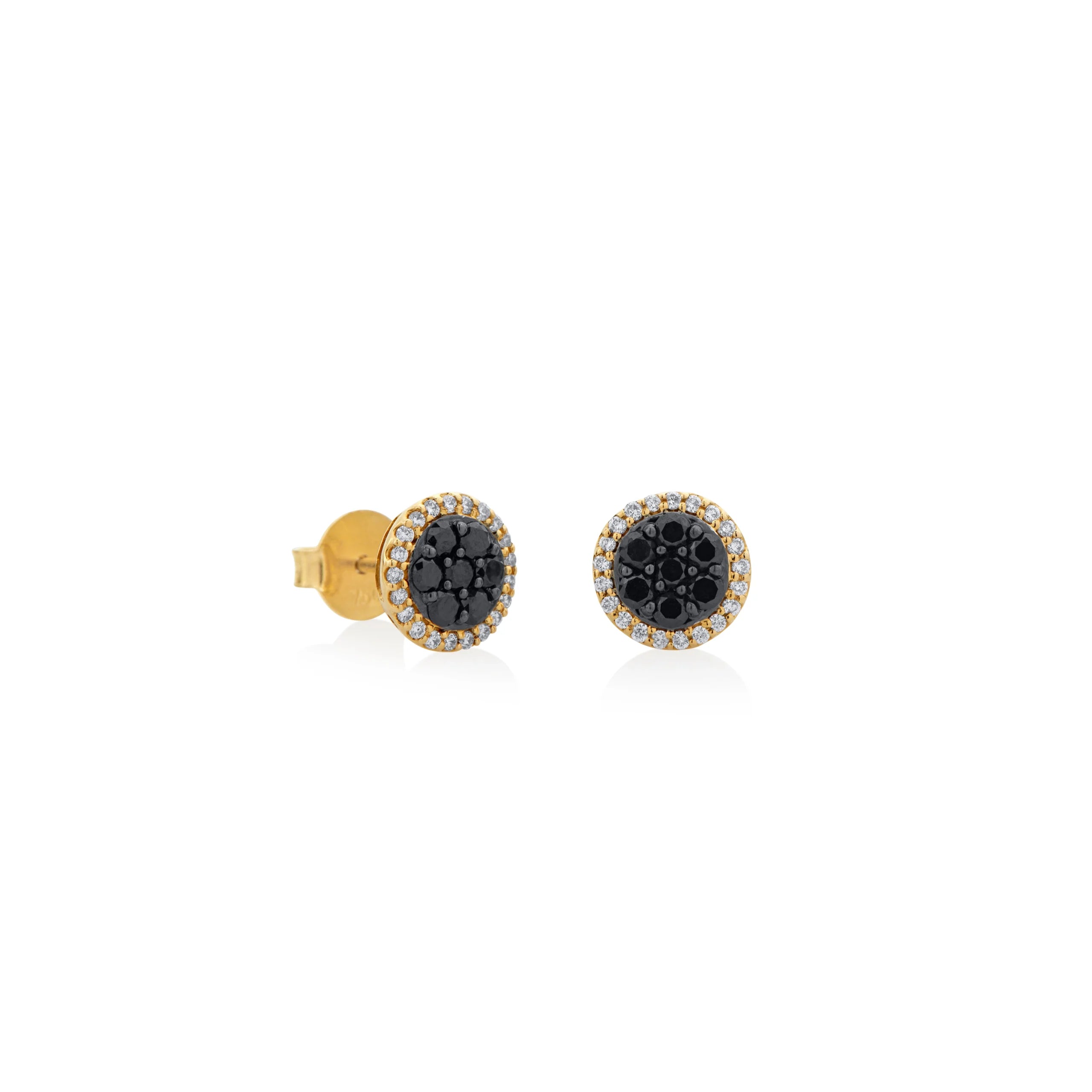 ARETES DIAMANTES NEGROS Y HALO DIAMANTES EN ORO 18K - Gallery 1
