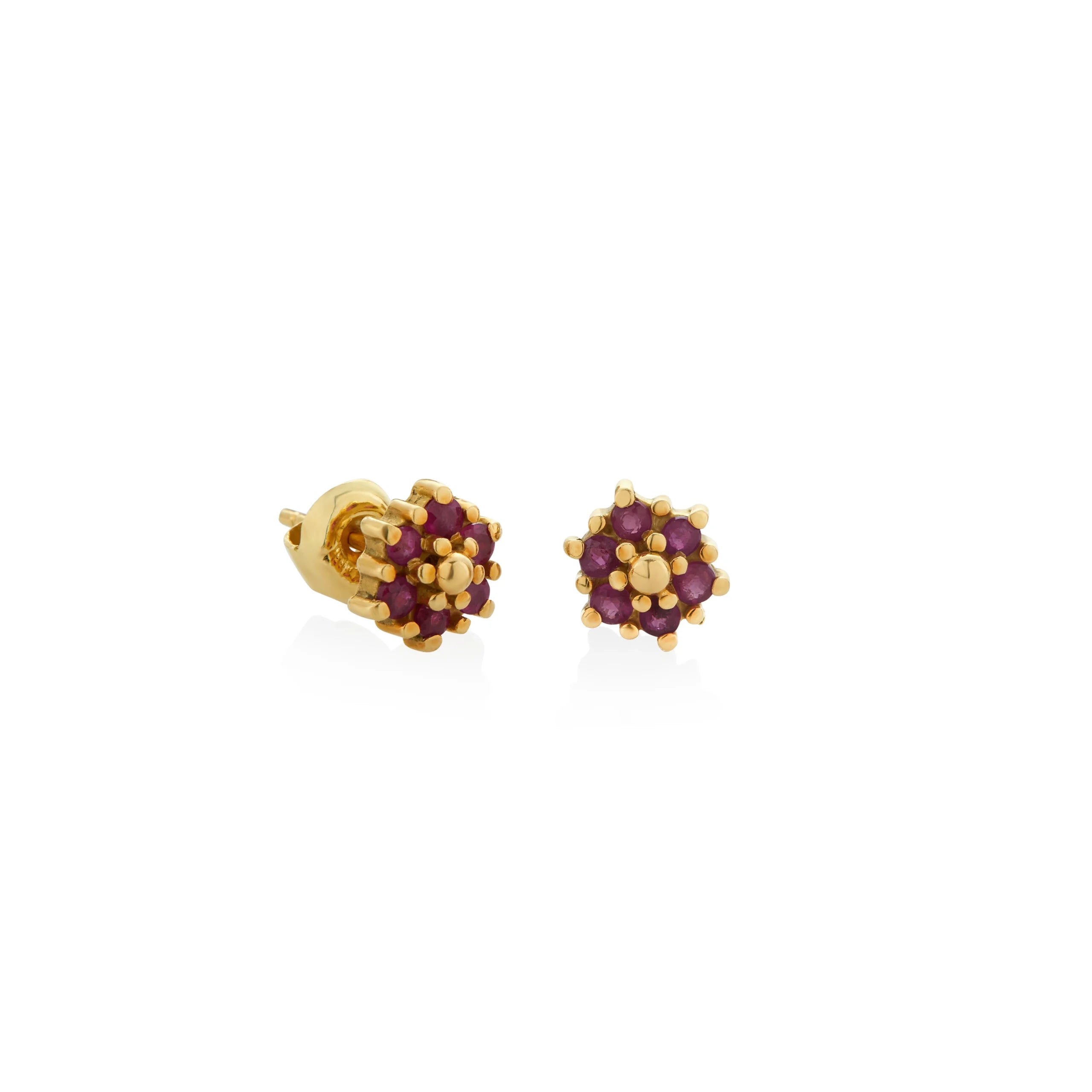 ARETES ROSETA RUBÍES EN ORO 18K - Gallery 1