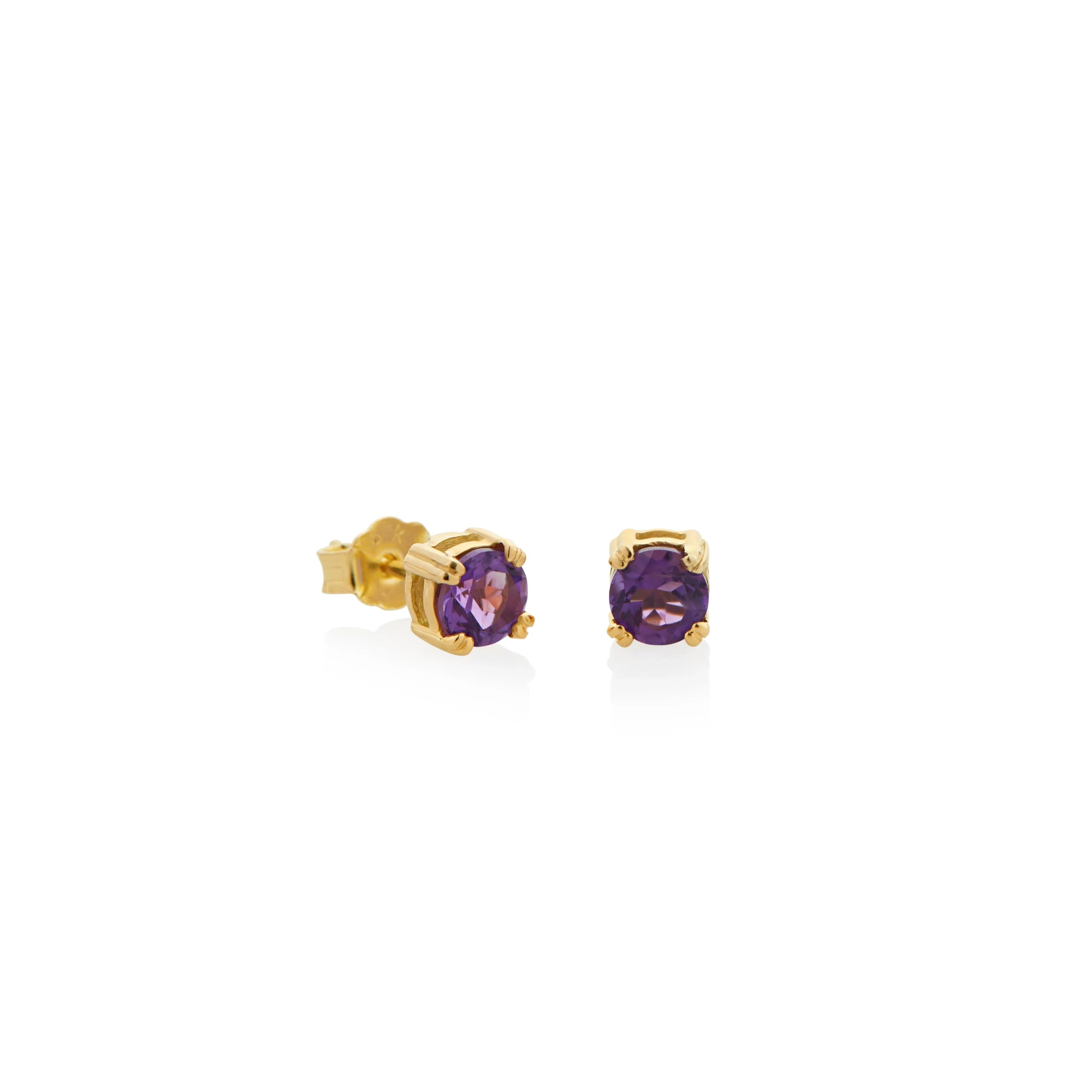 ARETES STUDS AMATISTA EN ORO 18K - Gallery 1