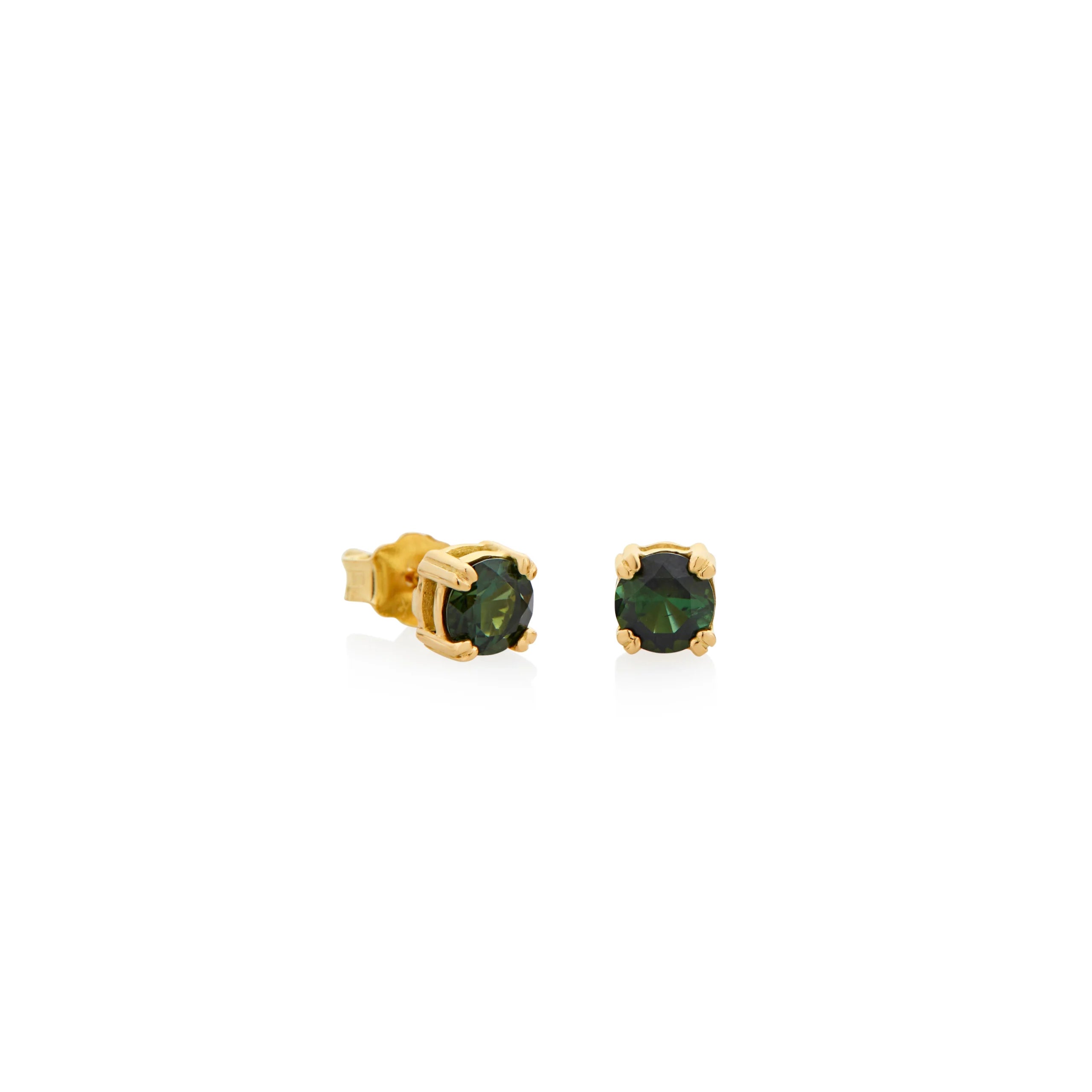 ARETES STUDS TURMALINA VERDE EN ORO 18K - Gallery 1