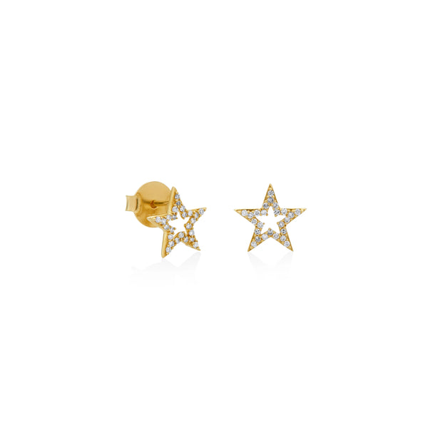 ARETES ESTRELLA CALADA DIAMANTES EN ORO 18K