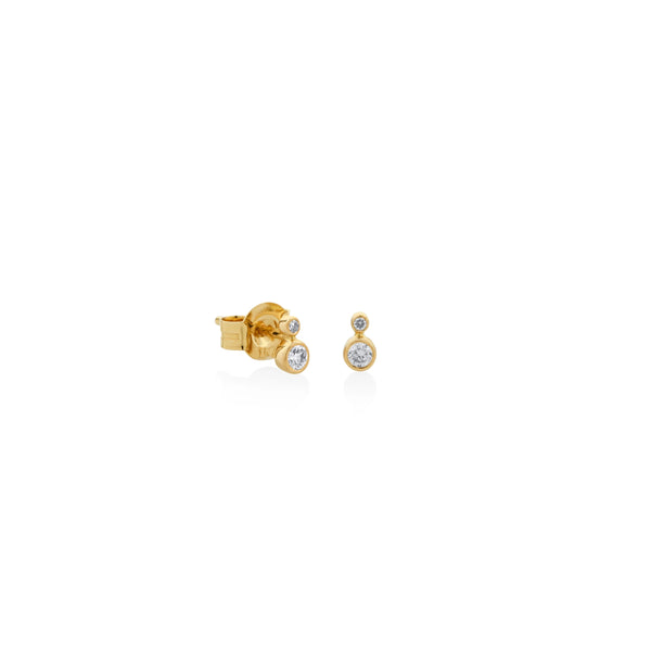 ARETES PIERCING DIAMANTES DOBLE BISELADO EN ORO 18K
