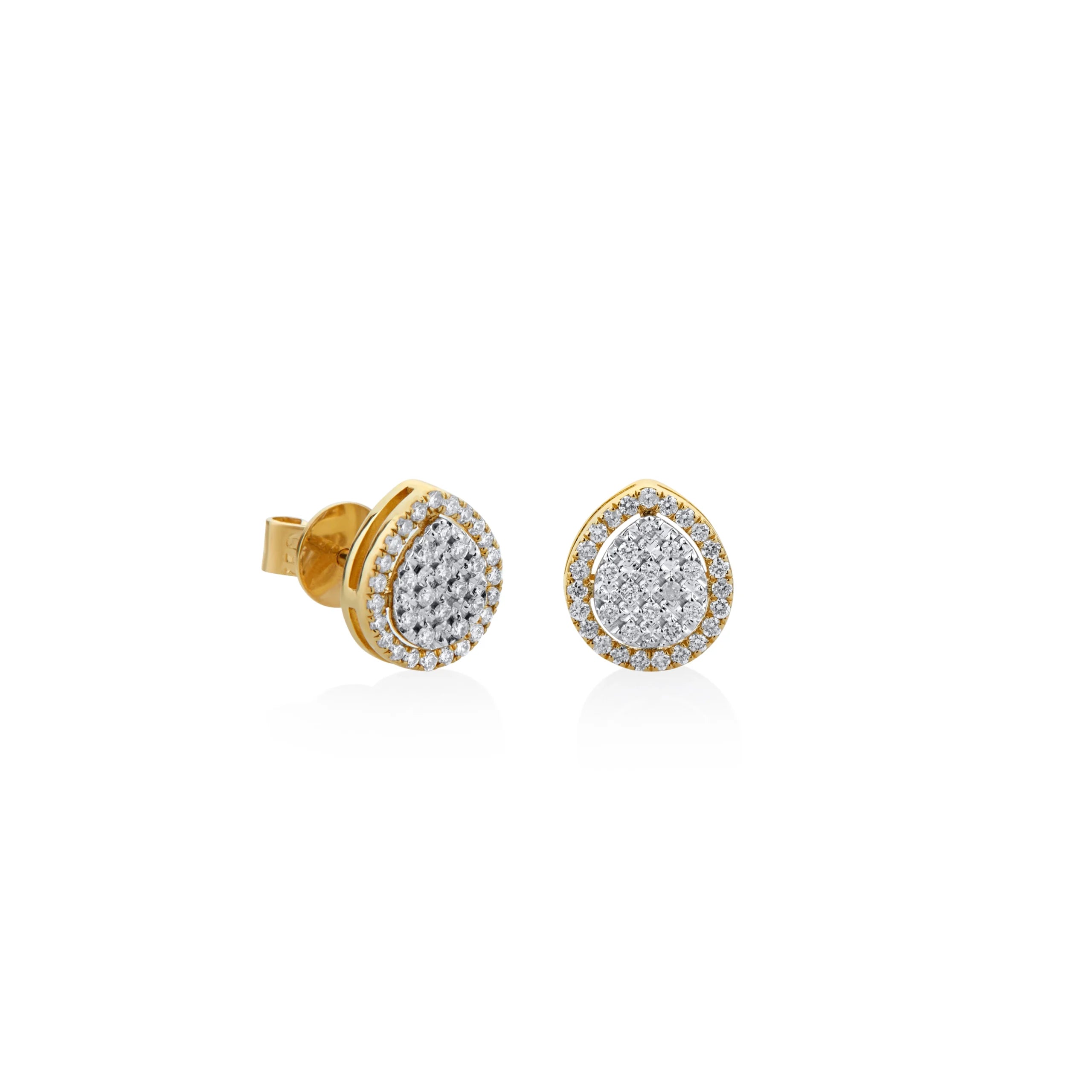 ARETES ROSETA DIAMANTES GOTA EN ORO 18K - Gallery 1