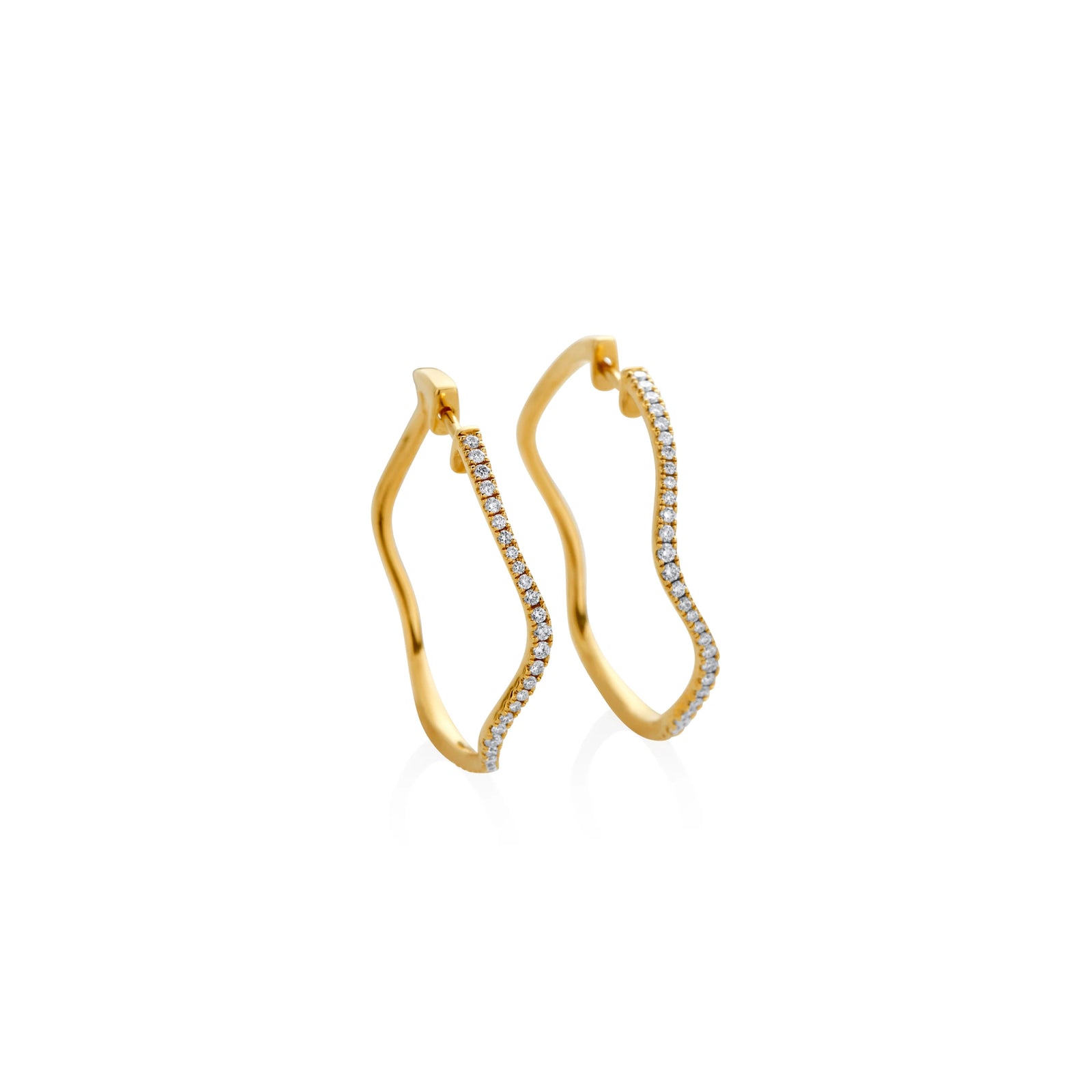 ARGOLLAS DIAMANTES ONDAS EN ORO 18K - Image 1