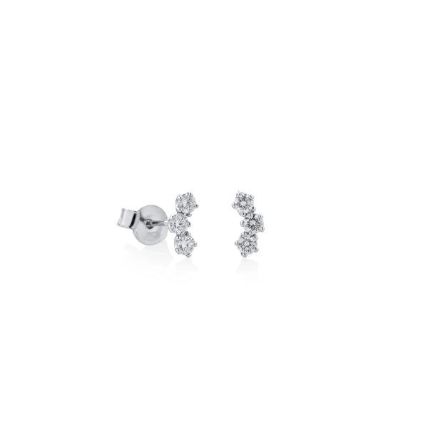 ARETES PIERCING TRÍO SMILE DIAMANTES EN ORO BLANCO 18K