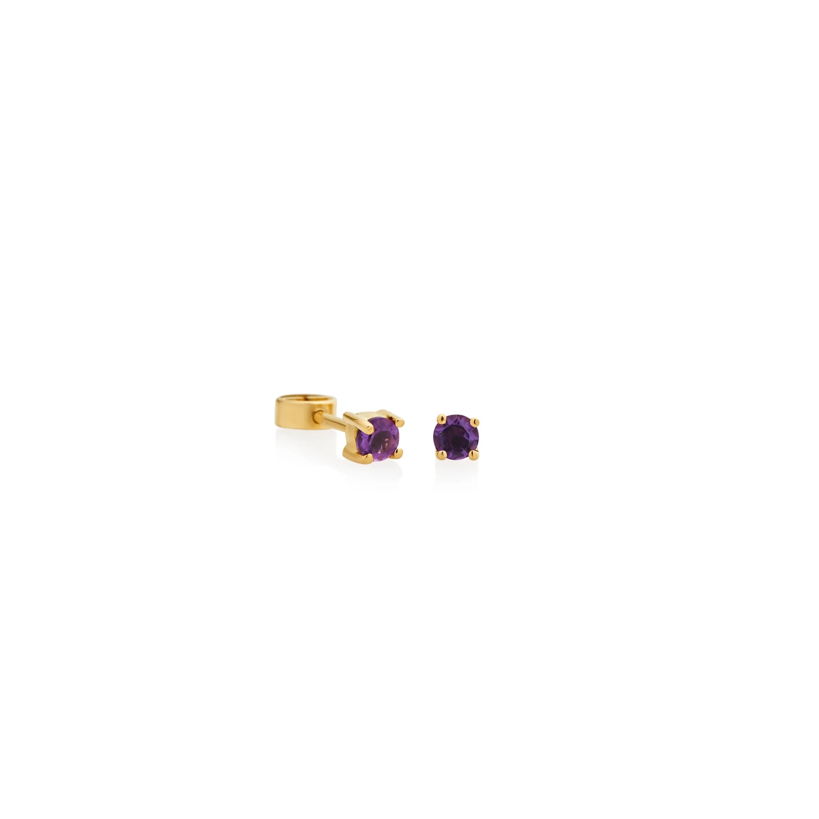 ARETES PIERCING PIEDRAS AMATISTA 0.20CT EN ORO 18K - Image 1
