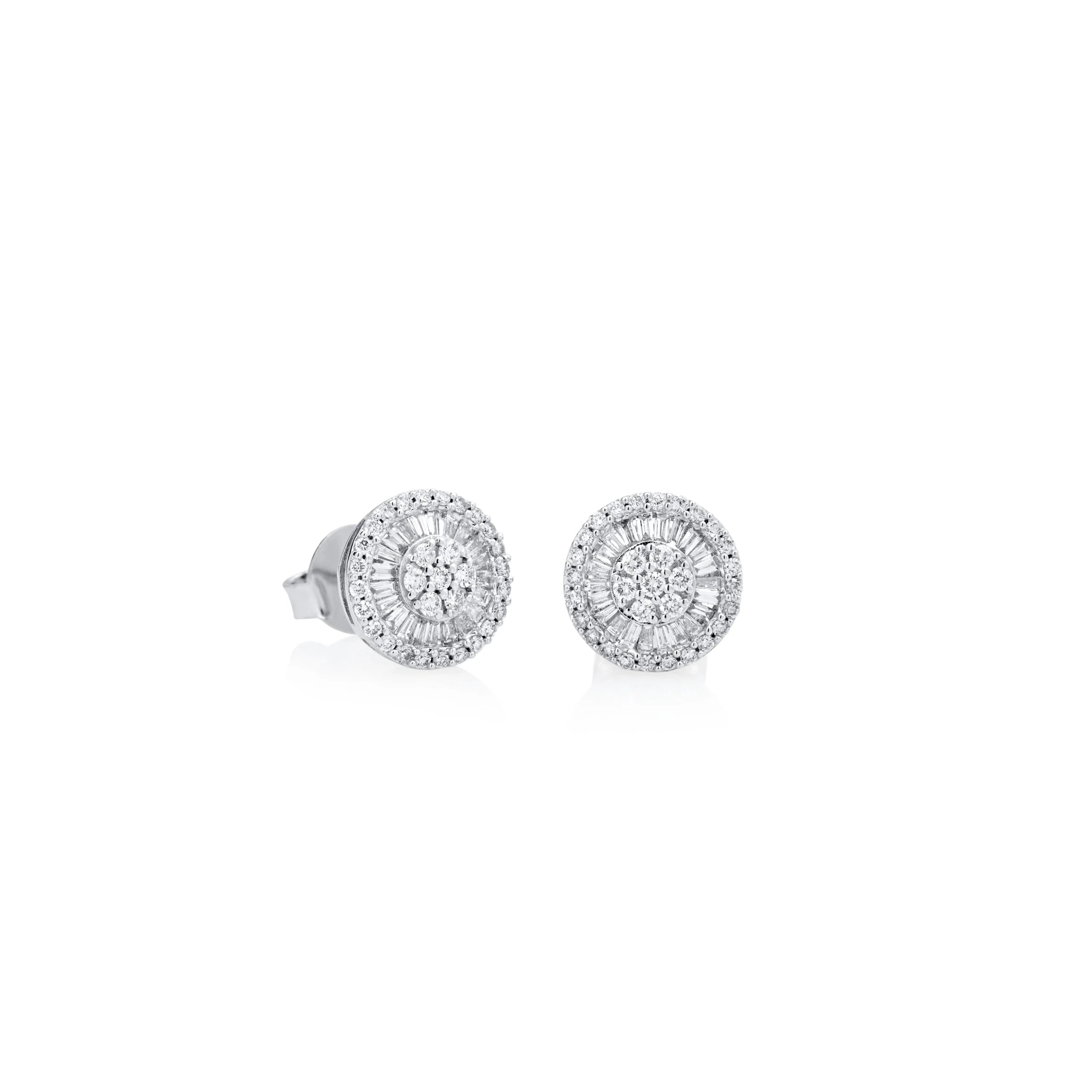 ARETES DIAMANTES BAGUETTE RAYOS EN ORO BLANCO 18K - Gallery 1