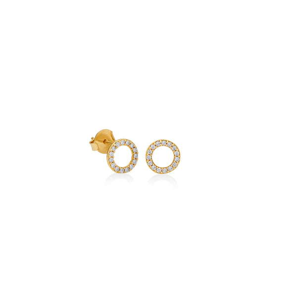 ARETES DIAMANTES CÍRCULO KARMA EN ORO 18K