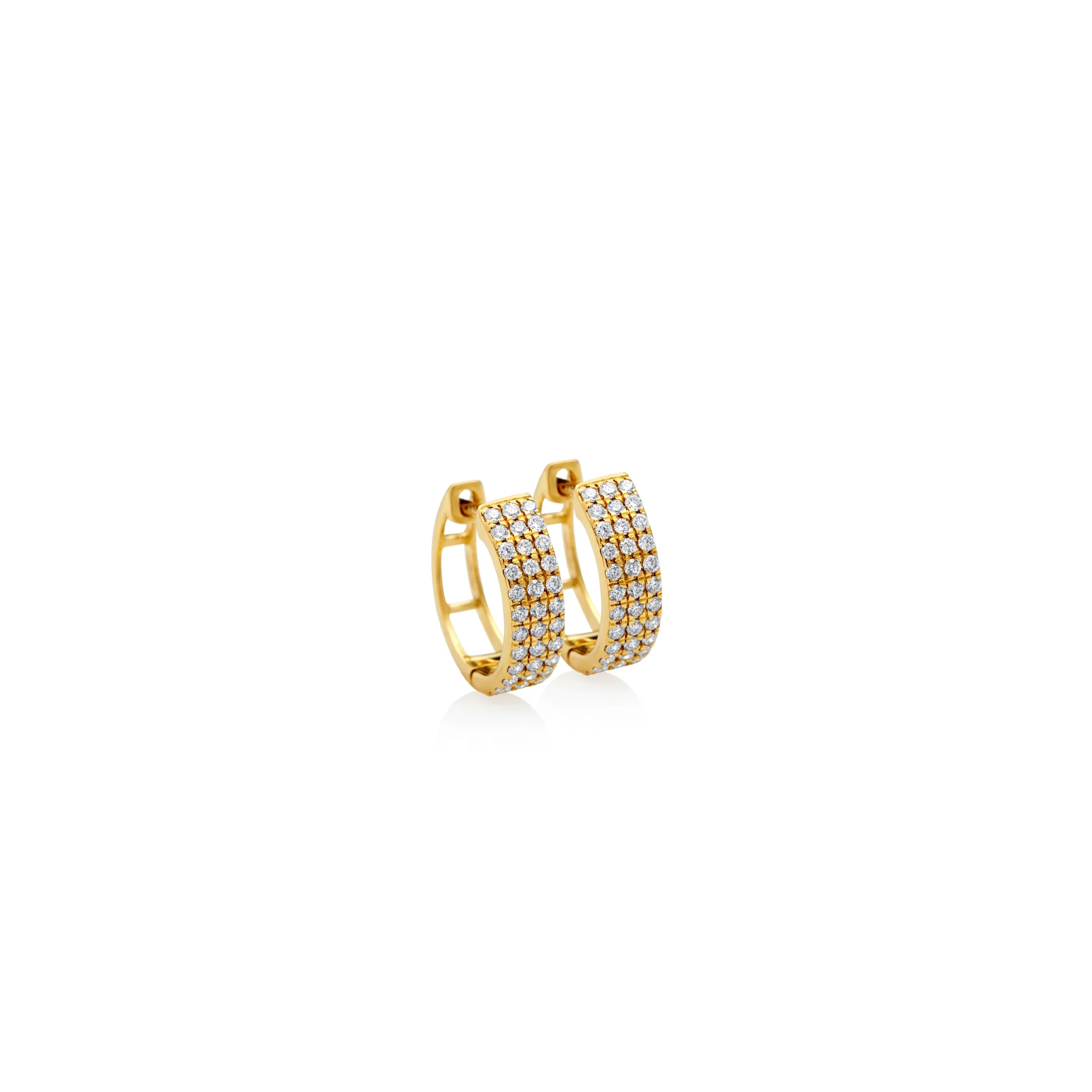 ARGOLLAS DIAMANTES TRIPLE FILA EN ORO 18K - Gallery 1