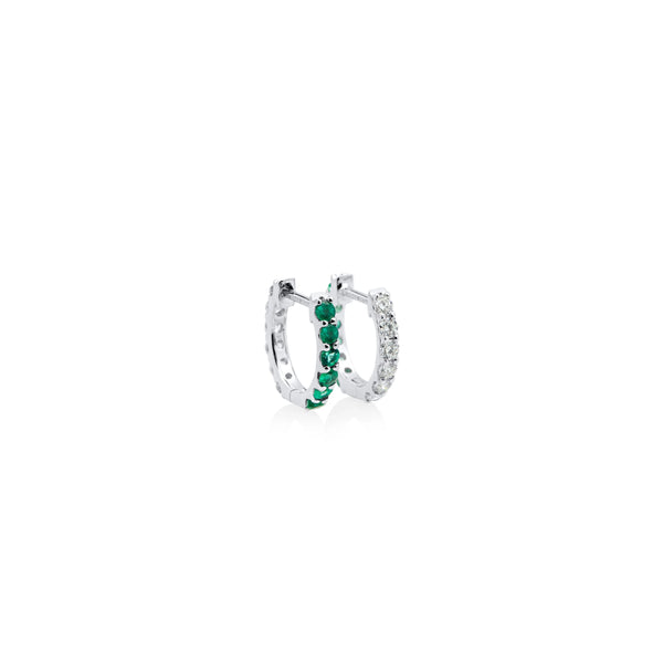 ARGOLLAS DIAMANTES Y ESMERALDAS EN ORO BLANCO 18K